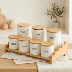 Porcelain Spice Jar Set - 7 Pcs